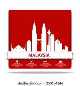 Kuala Lumpur, Malaysia, skyline background, vector Illustration