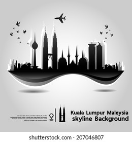 Kuala Lumpur, Malaysia, skyline background,vector Illustration