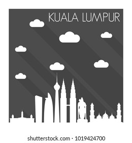 Kuala Lumpur Malaysia Skyline City Flat Silhouette Design Background