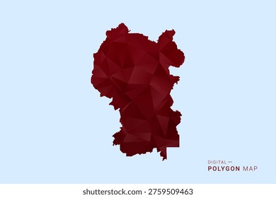 Kuala Lumpur Map - Low poly polygon map in deep red gradient on light blue background, modern minimal geometric design, vector illustration with faceted triangulated style.