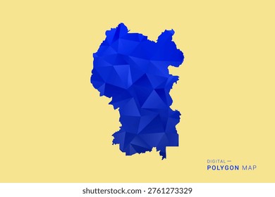 Kuala Lumpur Map - Low poly polygon map in deep blue gradient on soft beige background, modern minimal geometric design, clean abstract vector illustration with faceted triangulated style.