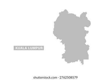Kuala Lumpur map - Minimal Flat Vector Illustration in Black and Gray, Isolated on White Background, Ideal for Infographics, Educational Use, Reports, and Presentations.