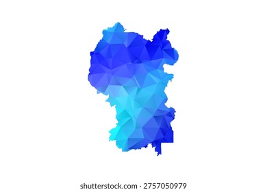 Kuala Lumpur map - Polygon Style Vector Illustration in Blue Gradient, Low Poly Geometric Design, Isolated on White Background, Perfect for Infographics, Education, and Modern Presentations.