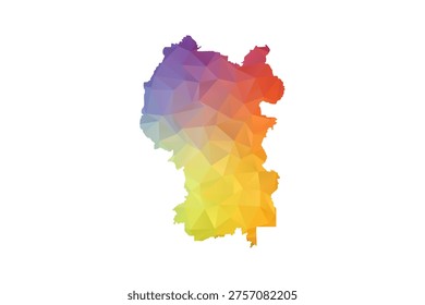 Kuala Lumpur Map - Polygon Style Vector Illustration in Rainbow Gradient, Low Poly Multicolor Geometric Design, Isolated on White Background, Suitable for Reports, and Creative Projects.