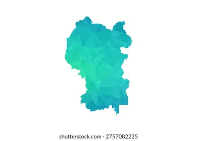 Kuala Lumpur Map - Polygon Style Vector Illustration in Green and Blue Gradient, Low Poly Geometric Design, Isolated on White Background, Perfect for Infographics and Learning Use.