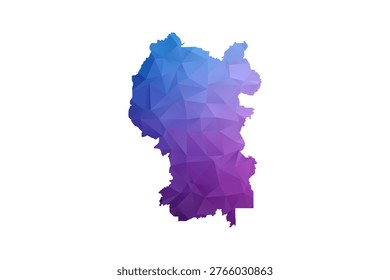 Kuala Lumpur Map - Polygon Style Vector Illustration in Blue and Purple Gradient, Low Poly Geometric Design, Isolated on White Background, Ideal for Infographics and Learning Materials.