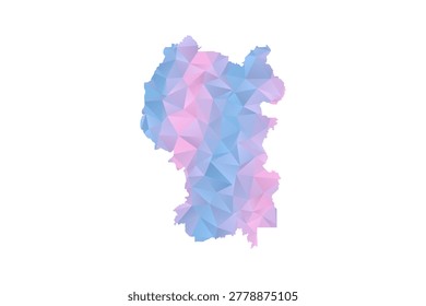 Kuala Lumpur Map - Polygon Style Vector Illustration in Pastel Blue and Pink Gradient, Low Poly Geometric Design, Isolated on White Background for Infographics and Education.