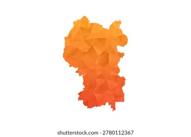 Kuala Lumpur Map - Polygon Style Vector Illustration in Orange Gradient, Low Poly Geometric Design, Isolated on White Background for Infographics and Education.