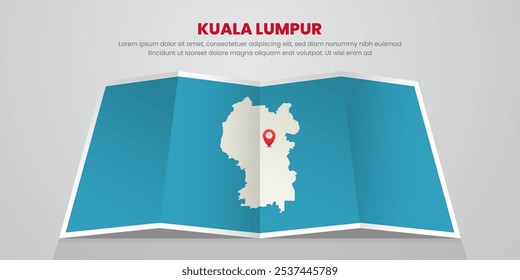 kuala lumpur mapa de viaje con diseño de ubicación de etiqueta de pin Ilustración