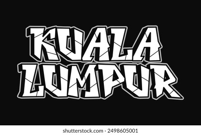 Kuala Lumpur - single word, letters graffiti style. Vector hand drawn logo. Funny cool trippy word Kuala Lumpur, fashion, graffiti style print t-shirt, poster concept