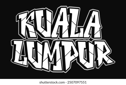 Kuala Lumpur - single word, letters graffiti style. Vector hand drawn logo. Funny cool trippy word Kuala Lumpur, fashion, graffiti style print t-shirt, poster concept