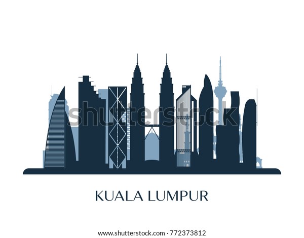 Kuala Lumpur Skyline Monochrome Silhouette Vector Stock Vector (Royalty ...