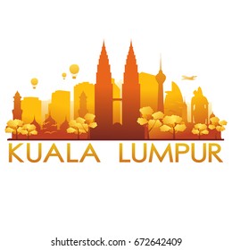 Kuala Lumpur Skyline Silhouette Gradient Vector City Design.