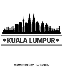 Kuala Lumpur Skyline Stamp Silhouette City Vector Design Art