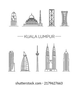 Skyline Kuala Lumpur. Ilustración plana del vector