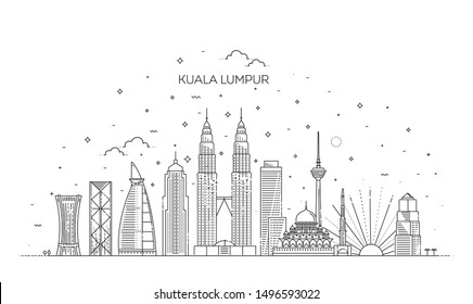 Kuala Lumpur Skyline . Vector Illustration