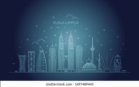 Kuala Lumpur Skyline . Vector Illustration