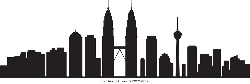 Kuala Lumpur Skyline Vector illustration. design Vector black silhouette
