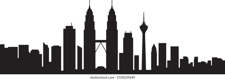Kuala Lumpur Skyline ilustração Vetor. design Vetor silhueta preta
