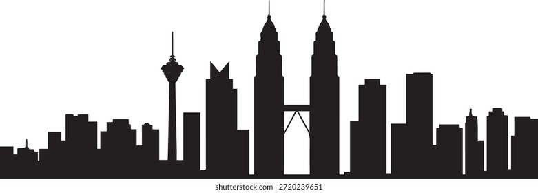 Ilustración vectorial Skyline de Kuala Lumpur. Vector de diseño negro silueta
