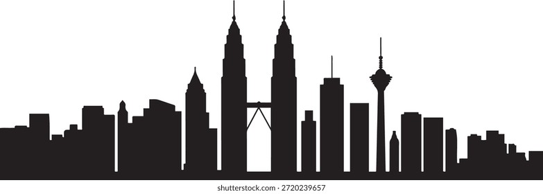 Ilustración vectorial Skyline de Kuala Lumpur. Vector de diseño negro silueta
