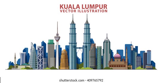 Kuala Lumpur Skyline Silhouette High Res Stock Images Shutterstock