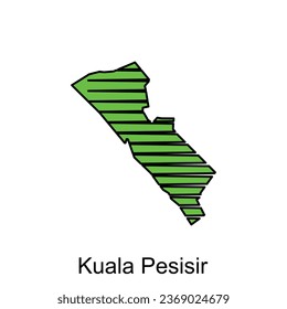 Kuala Pesisir map City. vector map of province Aceh capital Country colorful design, illustration design template on white background