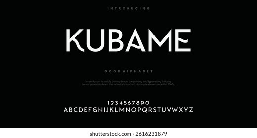 Kubame Abstract minimal modern alphabet fonts. Typography technology vector illustration