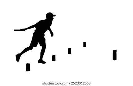 Kubb game silhouette vector on white background