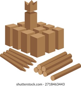 Kubb, Viking Ajedrez juego Vector.