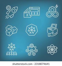 Conjunto de iconos informativos de desarrollo y medio ambiente de Kubernetes