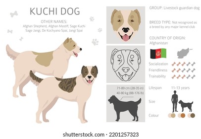 Kuchi Hund Clipart Kunst. Verschiedene Farben für den Mantel.  Vektorgrafik