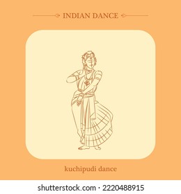 Kuchipudi Dance Vector Line Drawing