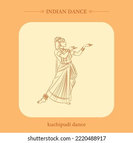 kuchipudi dance vector line drawing