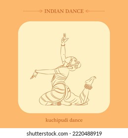 Kuchipudi Dance Vector Line Drawing