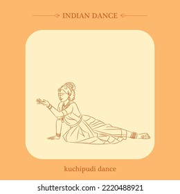 Kuchipudi Dance Vector Line Drawing