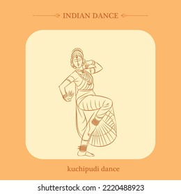 Kuchipudi Dance Vector Line Drawing