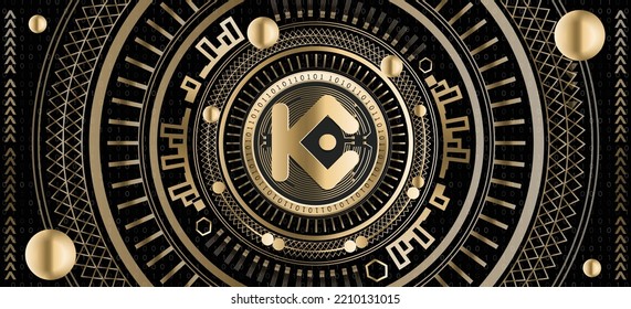 Kucoin Token KCS crypto coin luxury golden ornamental vector background illustration