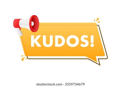 Kudos message with megaphone making an announcement