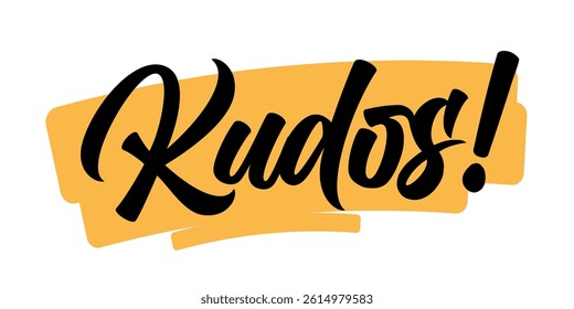 Kudos ! on yellow trace on white background