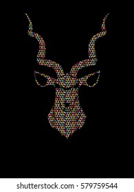 Kudu head front view designed using mosaic pattern graphic vector.