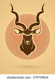 Kudu head front view designed on ling circle graphic vector.