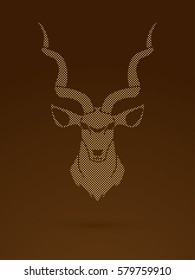 Kudu head front view designed using dots pixels graphic vector.