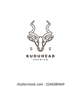 kudu head with line art style vintage logo design