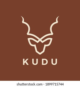 kudu head line outline logo vector icon illustration