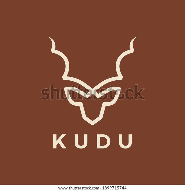kudu head\
line outline logo vector icon\
illustration