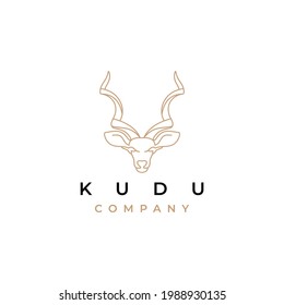 Vector de diseño de logotipo de arte de línea de Kudu