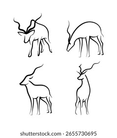 Kudu Line Art Vector on Black Colour