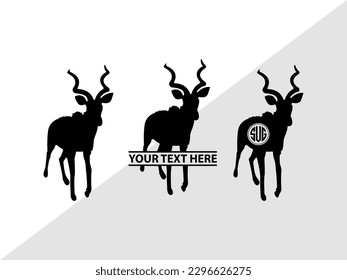 Kudu Monogram Vector Illustration Silhouette