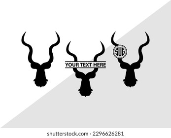 Kudu Monogram Vector Illustration Silhouette